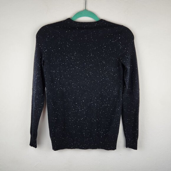 C by Bloomingdale's 100% Cashmere Black Speckled Crewneck Sweater XS *read* - Picture 2 of 8